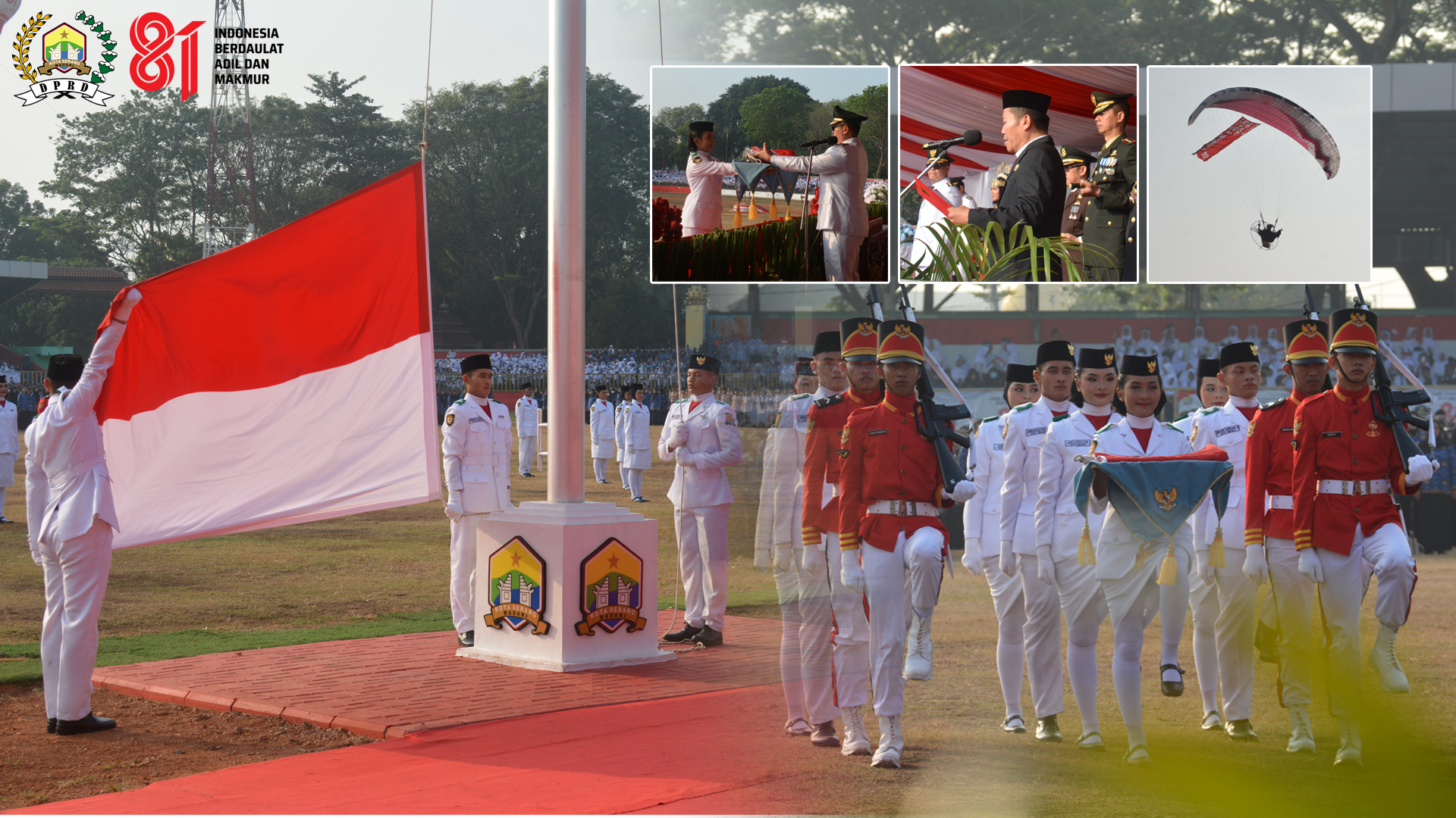 Upacara HUT ke-81 Kemerdekaan RI di Kota Serang Digelar di Stadion Maulana Yusuf, Hadirkan Atraksi Paralayang